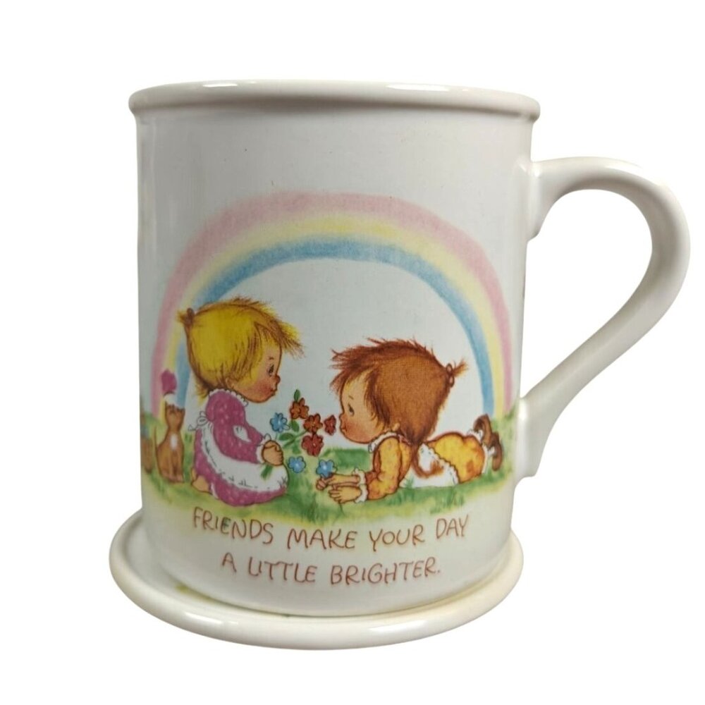 Vintage Hallmark Mug & Coaster Set Rainbow Friends Mug Mates Japan